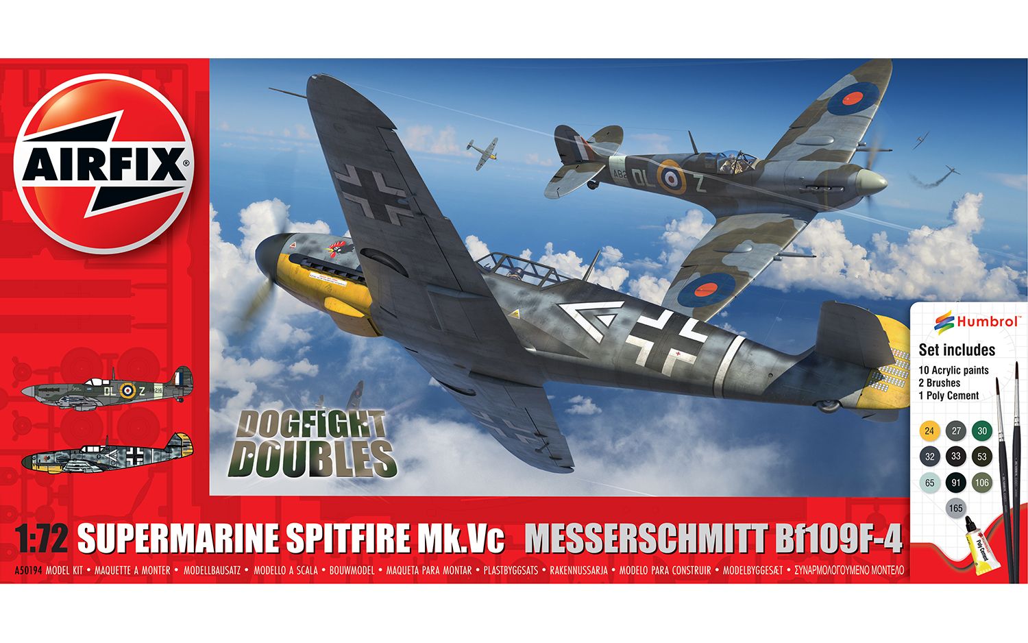 Airfix 2024 Release 1/72nd scale Supermarine Spitfire Mk.Vc vs Bf109F