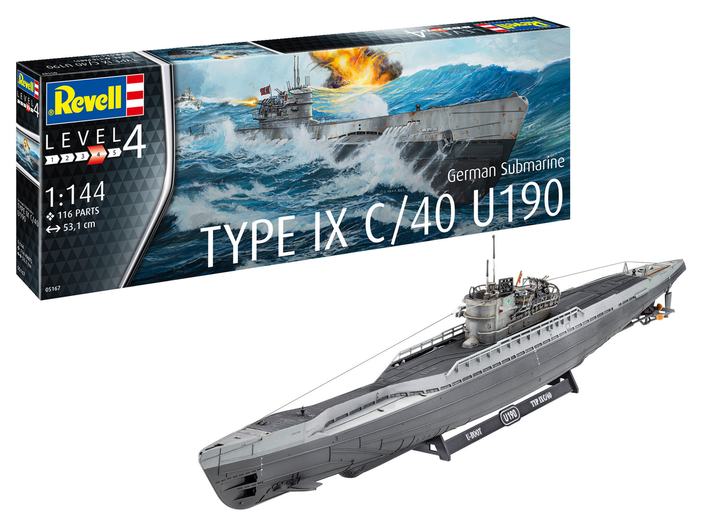 Revell 1/144th scale German U-boat Type IX C/40 (U-190)