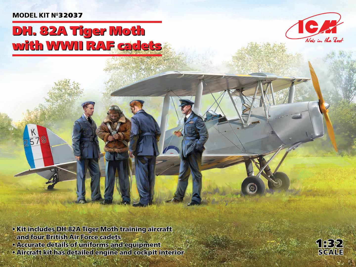 ICM 1/32nd scale de Havilland D.H.82a Tiger Moth with WWII RAF Cadets