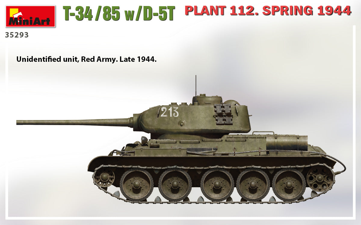 Miniart 1/35th scale T-34/85 w/D-5T Plant 112 1944