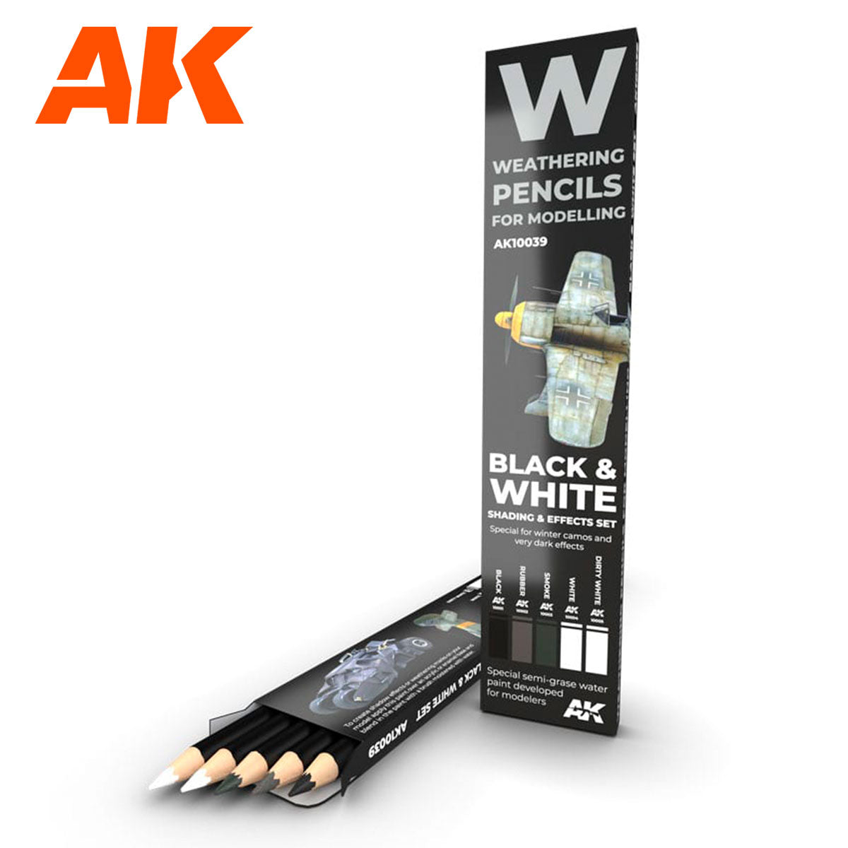 AK Interactive Weathering Pencils Set - Black & White Shading & Effects