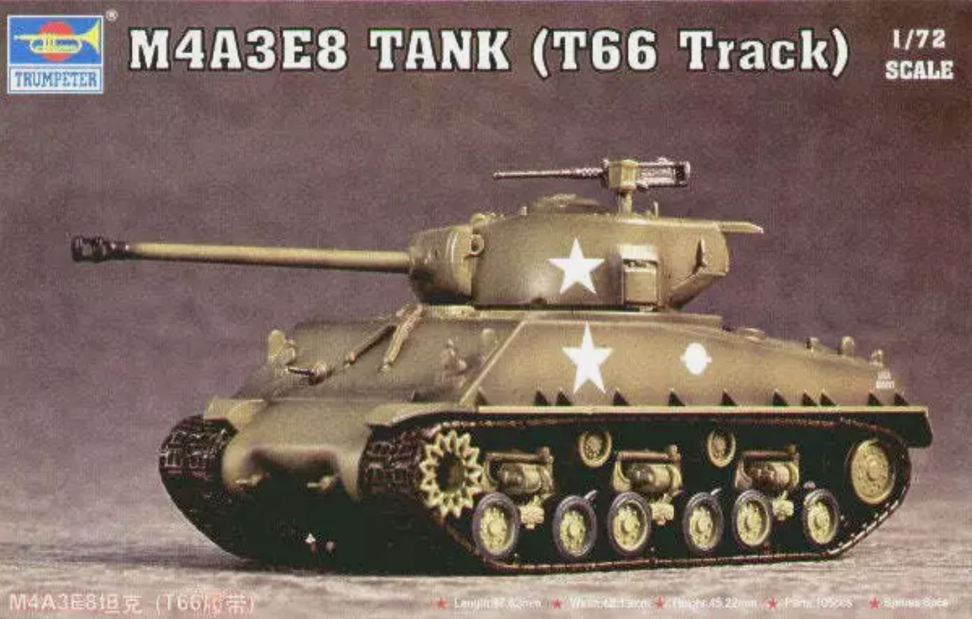 Trumpeter 1/72nd scale M4A3E8 Sherman (T66 Track)