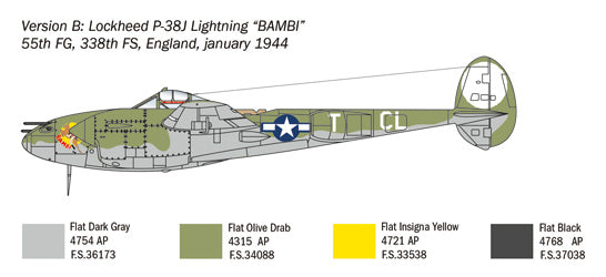 Italeri 1/72nd scale P-38J Lightning