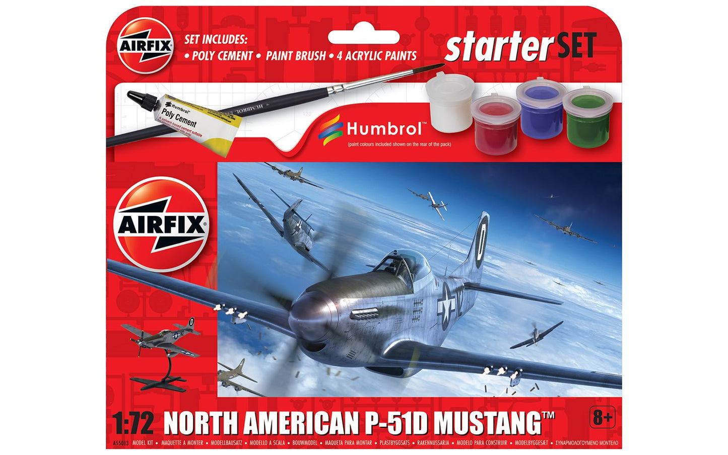 Airfix 2024 Release 1/72nd scale Starter Set - North American P-51D Mustang